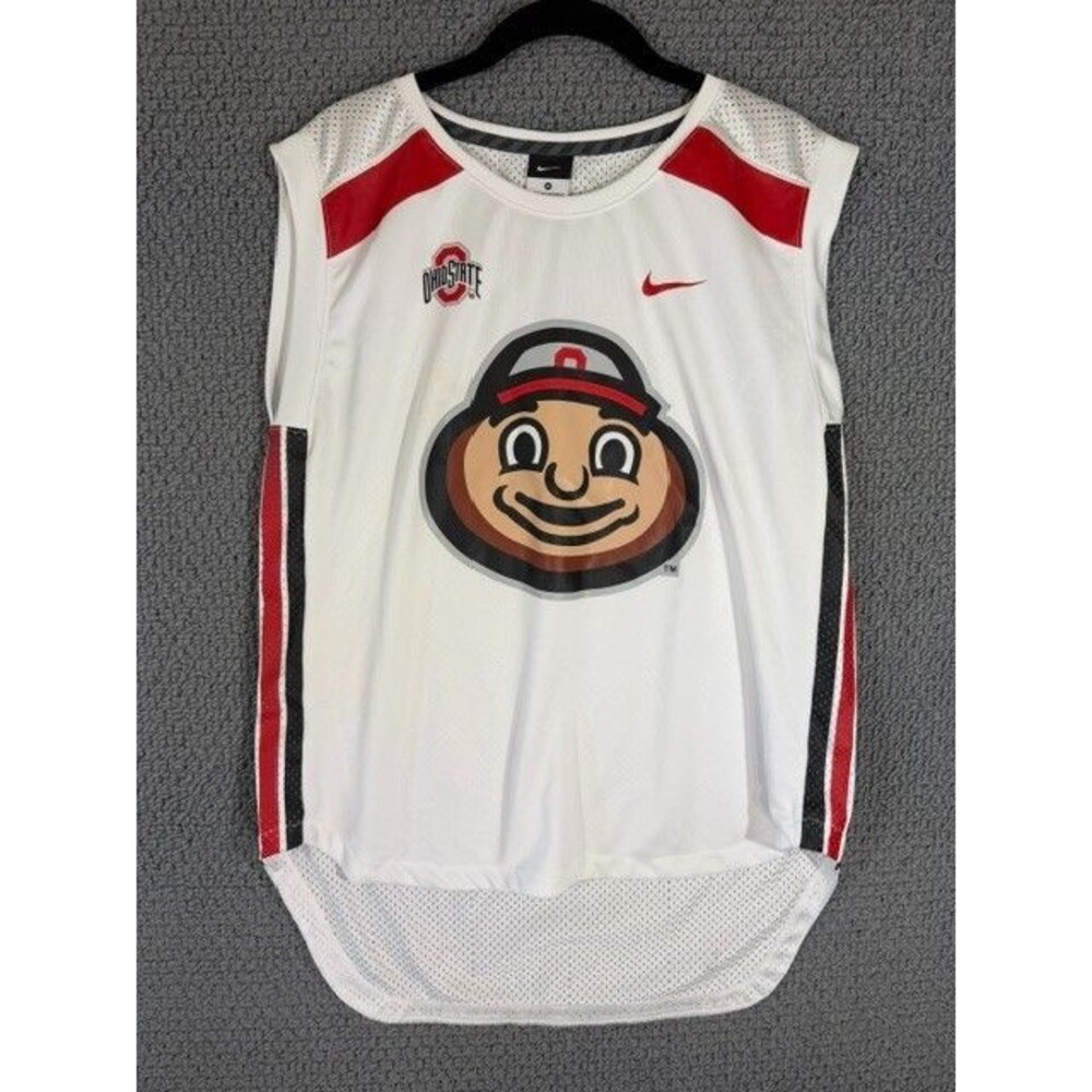 Ohio State Buckeyes Nike Jersey White Red Brutus 0 Football Basketball Men's M